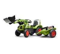 Falk Tractopala a Pedali Claas con e rimorchio-da 3 Anni-Made in France-Pala Anteriore articolata-Sedile regolabile-1040AM, Colore Verde, Small, 1040AM