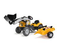 FALK - Tractopala a pedali SuperBuilder - Giallo - con cappuccio apribile - Pala anteriore e rimorchio - Made in France - Da 2 Anni - 2035M