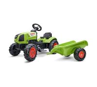 FALK Trattore a Pedali con rimorchio Claas-da 2 Anni-Made in France-Volante con clacson-2040A, Multicolore, Taglia Unica, 2040A