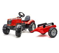 FALK - Trattore a Pedali Massey Ferguson con rimorchio - da 3 Anni - Made in France - Volante con clacson - Sedile Regolabile - 4010AB