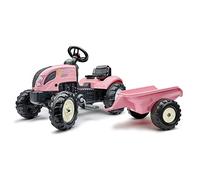 FALK - Trattore a pedali Rainbow Star rosa con rimorchio - Da 2 anni - Contiene il 40% di plastica riciclata - Made in France - 2056L