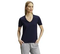 FALKE Basic V-Neck W S/s Sh cotone morbido manica corta comodo leggero 1 pezzo, T-shirt Donna, Blu Space Blue 6116, L