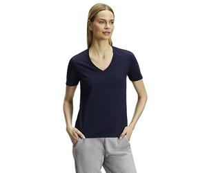 FALKE Basic V-Neck W S/s Sh cotone morbido manica corta comodo leggero 1 pezzo, T-shirt Donna, Blu Space Blue 6116, L
