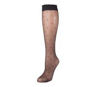FALKE Dot 15 Den W Kh Trasparenti Velati Fantasia, Calzini lunghi Donna, Nero Black 3009, 35-38