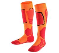 FALKE SK2 Intermediate K Kh lana filo funzionale caldi spessi 1 paio, Calzini da sci Unisex - Bambini, Arancione Flash Orange 8034, 35-38