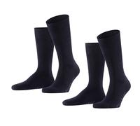 FALKE Swing Multipack M So cotone tinta unita confezione di 2 paia, Calzini Uomo, Blu Dark Navy 6370, 43-46