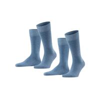 FALKE Happy 2-Pack M SO cotone tinta unita confezione di 2 paia, Calzini Uomo, Blu (Light Denim 6660), 39-42