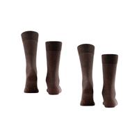 FALKE Happy Double Pack M So cotone tinta unita confezione di 2 paia, Calzini Uomo, Marrone Dark Brown 5450, 39-42