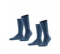 FALKE Swing Multipack M So cotone tinta unita confezione di 2 paia, Calzini Uomo, Blu Navy Blue Melange 6490, 43-46