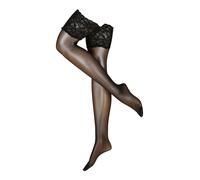 FALKE Seidenglatt 15 DEN Lace W STU trasparenti velati tinta unita 1 paio, Autoreggenti Donna, Nero (Black 3009), S