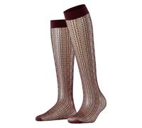 FALKE Crossroads W KH Trasparenti velati Fantasia Calze al Ginocchio, Braun Cayenne 5950, Taglia Unica Donna