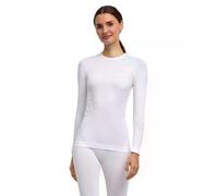 FALKE Maximum Warm Round Neck W L/s Sh filo funzionale asciugatura rapida 1 pezzo, Maglia Donna, Bianco White 2860, L