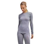 FALKE Wool-Tech Light Round Neck W L/s Sh lana filo funzionale asciugatura rapida 1 pezzo, Maglia Donna, Grigio Grey-Heather 3757, S