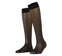 FALKE Dot 15 Den W Kh Trasparenti Velati Fantasia, Calzini lunghi Donna, Nero Black 3009, 39-42