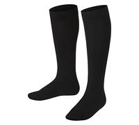 FALKE Family K Kh cotone sostenibile al ginocchio tinta unita 1 paio, Calzini lunghi Unisex - Bambini, Nero Black 3000, 35-38