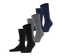 FALKE Family Multipack M So cotone sostenibile tinta unita confezione di 3 paia, Calzini Uomo, Multicolore Black Grey Blue 0010, 43-46