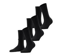 FALKE Family Multipack W So cotone sostenibile tinta unita confezione di 3 paia, Calzini Donna, Nero Black 3009, 35-38