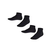 FALKE Happy Double Pack K Sn cotone bassi tinta unita confezione di 2 paia, Calzini corti Unisex - Bambini, Blu Navy Blue 0030, 35-38