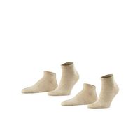 FALKE Happy Double Pack M Sn cotone bassi tinta unita confezione di 2 paia, Calzini corti Uomo, Beige Sand Melange 4650, 43-46