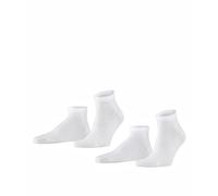 FALKE Happy Double Pack M Sn cotone bassi tinta unita confezione di 2 paia, Calzini corti Uomo, Bianco White 2000, 39-42