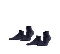 FALKE Happy Double Pack M Sn cotone bassi tinta unita confezione di 2 paia, Calzini corti Uomo, Blu Dark Navy 6375, 43-46