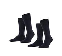 FALKE Happy Double Pack M So cotone tinta unita confezione di 2 paia, Calzini Uomo, Blu Dark Navy 6375, 43-46