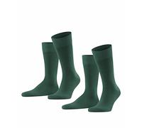 FALKE Happy Double Pack M So cotone tinta unita confezione di 2 paia, Calzini Uomo, Verde Hunter Green 7441, 47-50