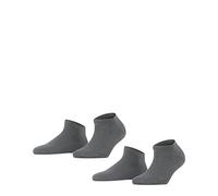 FALKE Happy Double Pack W Sn cotone bassi tinta unita confezione di 2 paia, Calzini corti Donna, Grigio Light Grey Melange 3390, 35-38