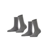 Falke Calzini Donna Happy Double Pack W – Cotone, 2 paia – Grigio Light Grey Melange 3390, 39-42