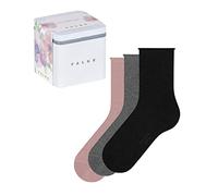 FALKE Happy Giftbox Uni Multipack W So cotone tinta unita confezione di 3 paia, Calzini Donna, Multicolore Black Grey Pink 0030, 35-38