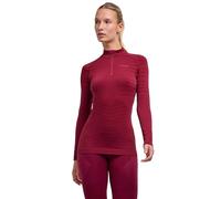 FALKE Maglia Baselayer Maximum Warm High Zip Neck W L/s Sh, Materiale Funzionale ad Asciugatura Rapida, 1 Pezzo, Rosso Merlot 8117 Trend, XL