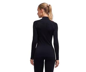 FALKE Maximum - Maglia da Donna con Scollo a Cerniera Alta W L/S Sh, Materiale Funzionale ad Asciugatura Rapida, 1 Pezzo, Nero 3000 Trend, M