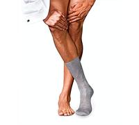 FALKE No. 9 M So cotone filo di Scozia tinta unita 1 paio, Calzini Uomo, Grigio Light Grey Melange 3390, 39-40