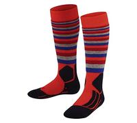 FALKE SK2 Intermediate Stripes K Kh lana filo funzionale caldi spessi 1 paio, Calzini da sci Unisex - Bambini, Arancione Samba Orange 8182, 27-30