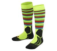 FALKE SK2 Intermediate Stripes K Kh lana filo funzionale caldi spessi 1 paio, Calzini da sci Unisex - Bambini, Giallo Lightning 1690, 35-38