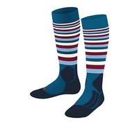 FALKE SK2 Intermediate Stripes K Kh lana filo funzionale caldi spessi 1 paio, Calzini da sci Unisex - Bambini, Turchese King Fisher 6835, 31-34