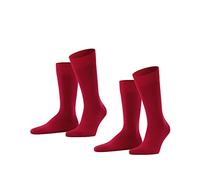 Falke Calzini Happy – confezione 2 paia cotone tinta unita – Uomo Rosso (Scarlet 8228) 39-42