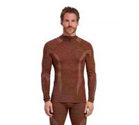 FALKE Wool-Tech High Zip Neck M L/s Sh lana filo funzionale asciugatura rapida 1 pezzo, Maglia Uomo, Marrone Chestnut 5534, M