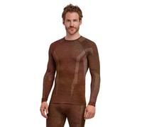 FALKE Wool-Tech Round Neck M L/s Sh lana filo funzionale asciugatura rapida 1 pezzo, Maglia Uomo, Marrone Chestnut 5534, S