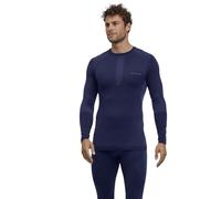 FALKE Warm Round Neck M L/s Sh Filo Funzionale Asciugatura Rapida 1 Pezzo, Maglia Uomo, Blu Space Blue 6116, M