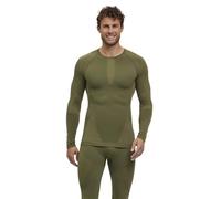FALKE Warm Round Neck M L/s Sh Filo Funzionale Asciugatura Rapida 1 Pezzo, Maglia Uomo, Verde Herb 7754, S