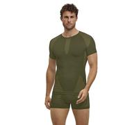 FALKE Warm Round Neck M S/S TS Filo Funzionale Asciugatura Rapida, Maglia Uomo, Verde Herb 7754, XXL