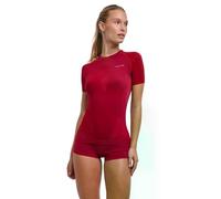 FALKE Warm Round Neck W S/s Ts filo funzionale asciugatura rapida 1 pezzo, Maglia Donna, Rosso Ruby 8830, S