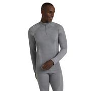 FALKE Wool-Tech High Zip Neck M L/s Sh lana filo funzionale asciugatura rapida 1 pezzo, Maglia Uomo, Grigio Grey-Heather 3757, S