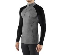 FALKE Wool-Tech High Zip Neck M L/S SH lana filo funzionale asciugatura rapida 1 pezzo, Maglia Uomo, Grigio (Black Grey Melange 3118), S