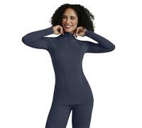 FALKE Wool-Tech High Zip Neck W L/s Sh lana filo funzionale asciugatura rapida 1 pezzo, Maglia Donna, Blu Capitain 6751, S