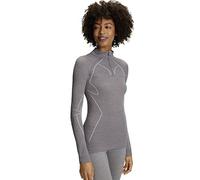 FALKE Wool-Tech High Zip Neck W L/S SH lana filo funzionale asciugatura rapida 1 pezzo, Maglia Donna, Grigio (Grey-Heather 3757), L