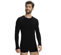 FALKE Wool-Tech Light Round Neck M L/s Sh lana filo funzionale asciugatura rapida 1 pezzo, Maglia Uomo, Nero Black 3000, S