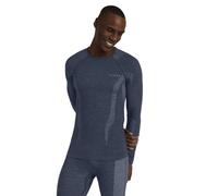 FALKE Wool-Tech Round Neck M L/s Sh lana filo funzionale asciugatura rapida 1 pezzo, Maglia Uomo, Blu Capitain 6751, M