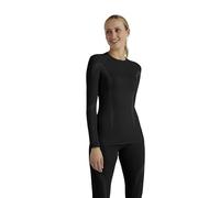 FALKE Wool-tech Round Neck W L/S Sh Lana Filo Funzionale Asciugatura Rapida, Maglia Donna, Nero Black 3000, L